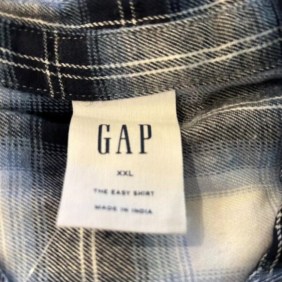 Gap The Easy Shirt Blue/Black Plaid Flannel plus size XXL NWT - Picture 5 of 10